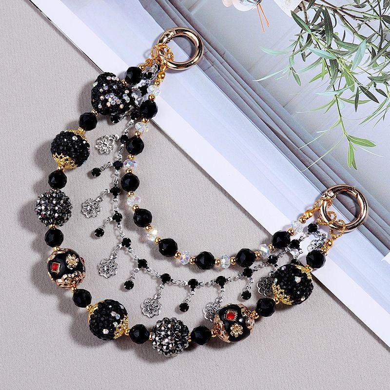 Unique Sparkly Crystal Black Phone/Bag Charm/Chain/Strap