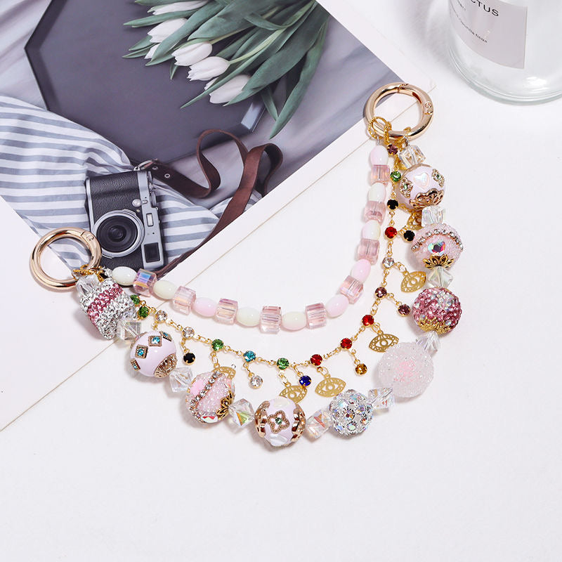 Bling Princess Baby Pink Evil Eye Phone/Bag Charm Chain Strap