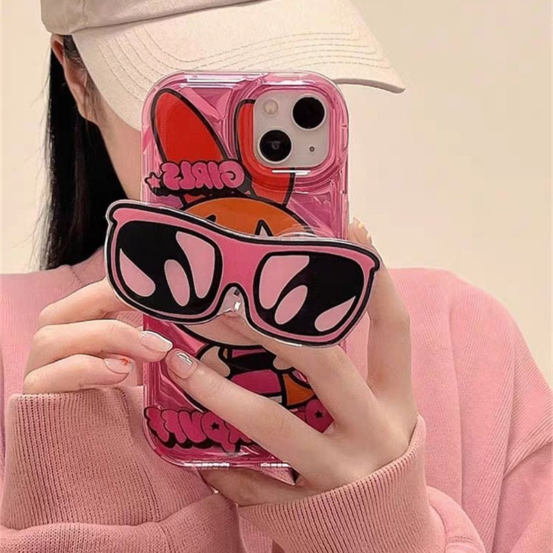 Cartoon Puff Girls with Sunglasses Pop Socket