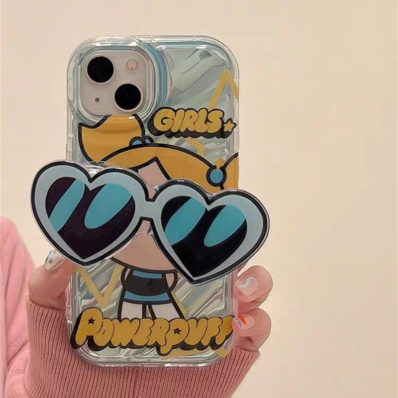 Cartoon Puff Girls with Sunglasses Pop Socket