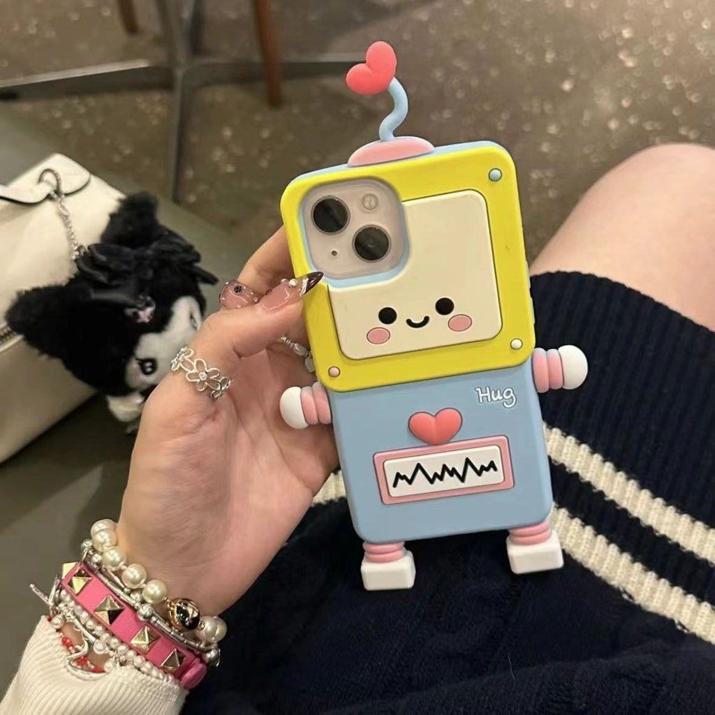 Adorable Cute Pastel Robot Silicone Case iPhone Case