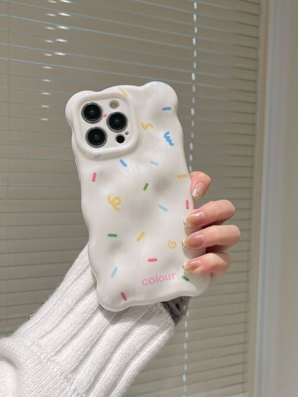 White Wavey Textured Case with Rainbow Sprinkles