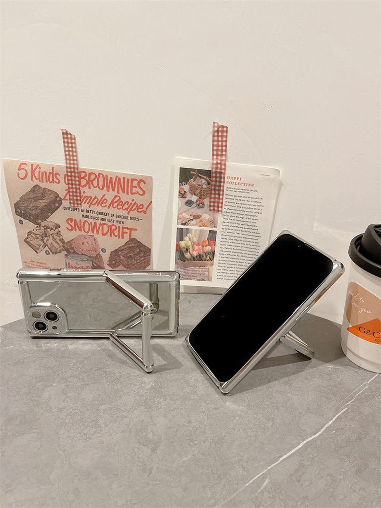 Chrome Metalic Rectangle Case with Stand iPhone Case