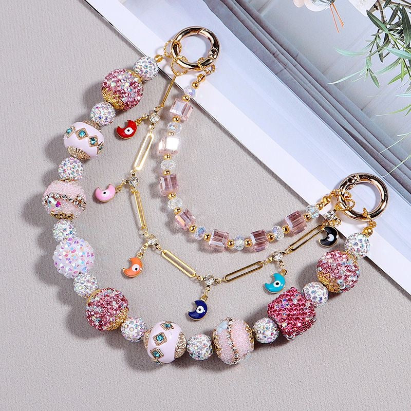 Girly Princess Soft Baby Pink Crystal Phone/Bag Charm Strap Chain