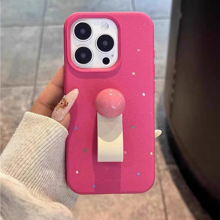 Polka Dot Pink Case with Finger Grip