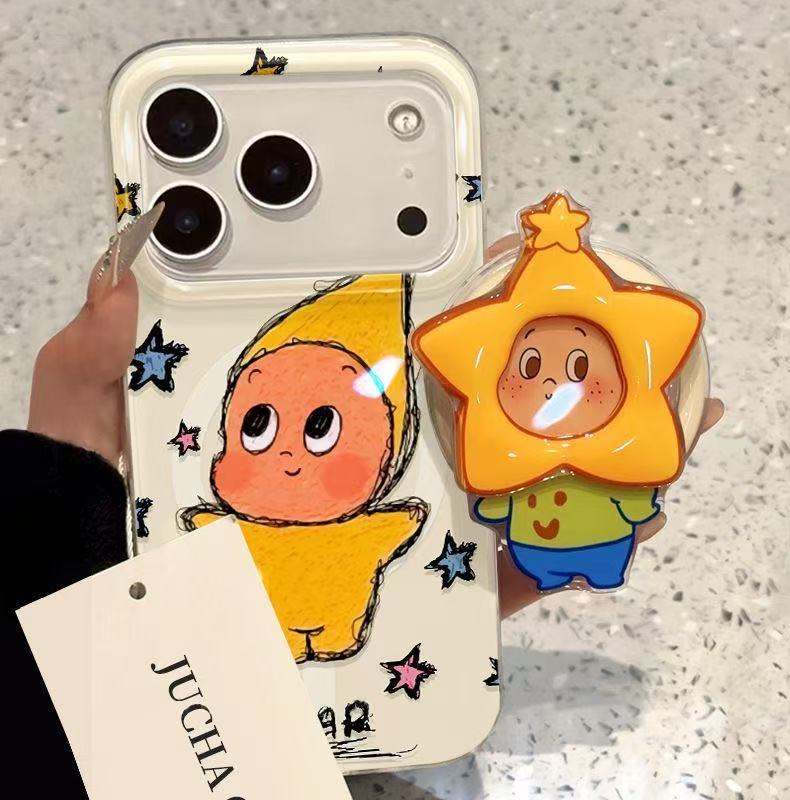 Cute Star Boy Cartoon with Pop Socket