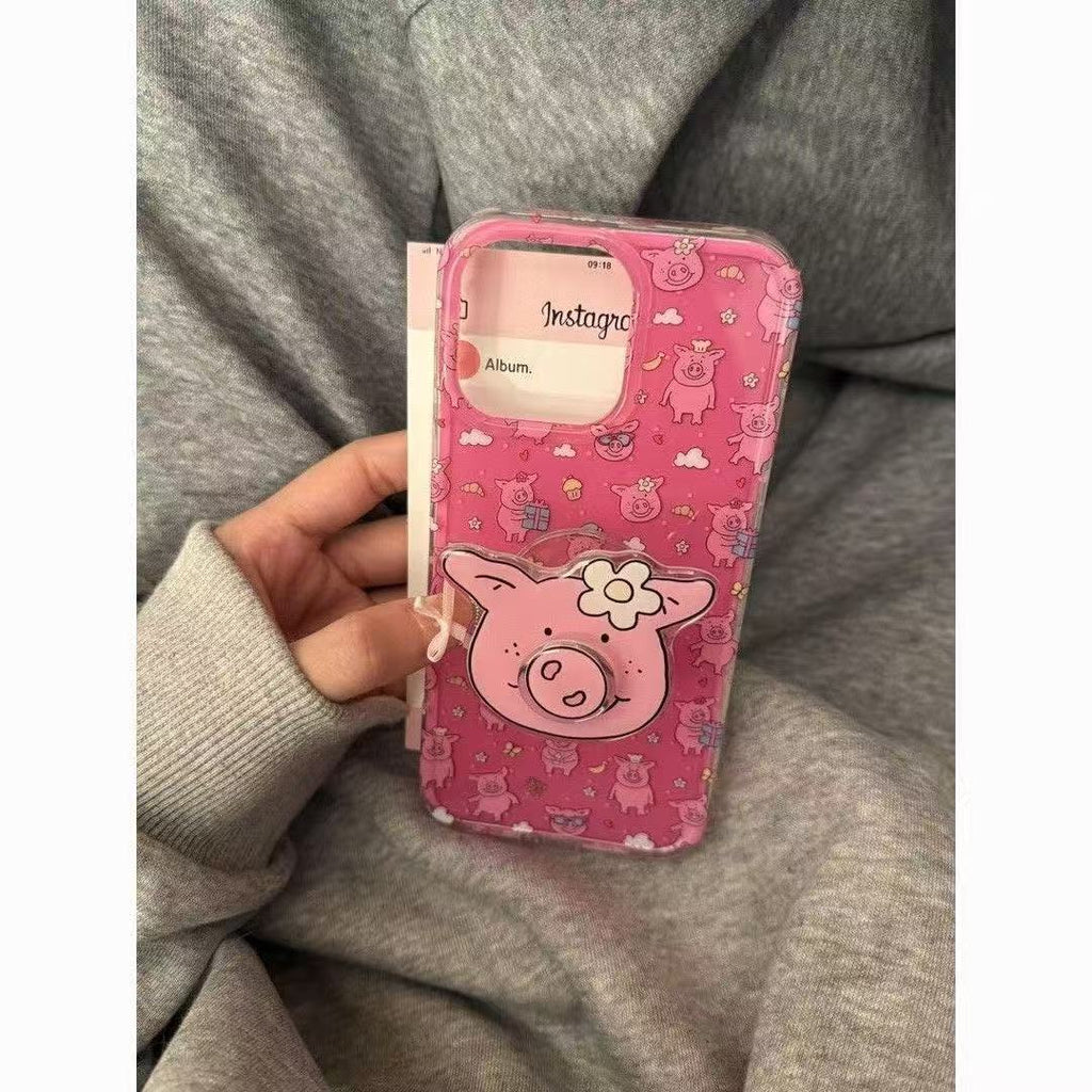 Adorable Pink Piggy with Matching Pop Socket