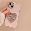 Simple Pastel Pink Case with Bling Crystal Grip and Strap
