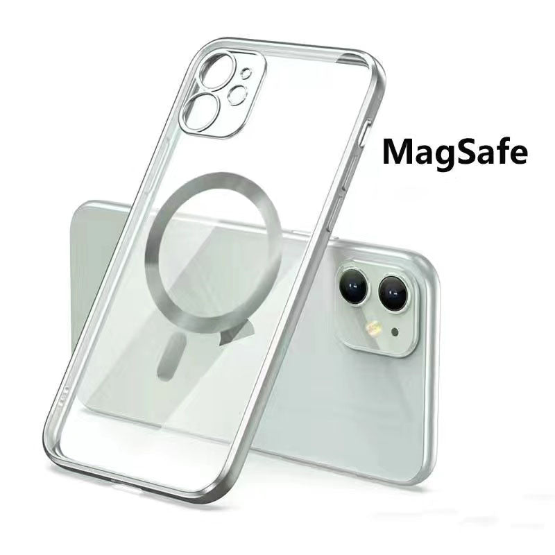 Transparent with Colorful Metallic Borders Magnetic TPU Magsafe Case