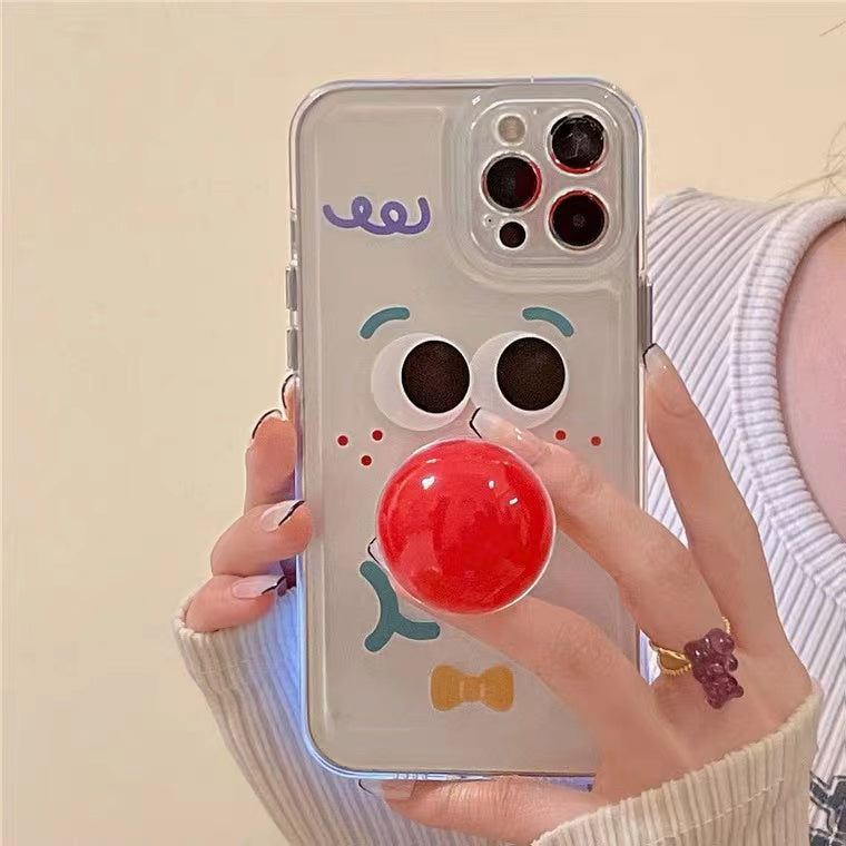 Cute and Funny Shock Absorbent Clown Case With Red Nose Pop-Socket