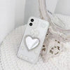 Luxury Heart Mirror Clear Case With All-Around Crystals