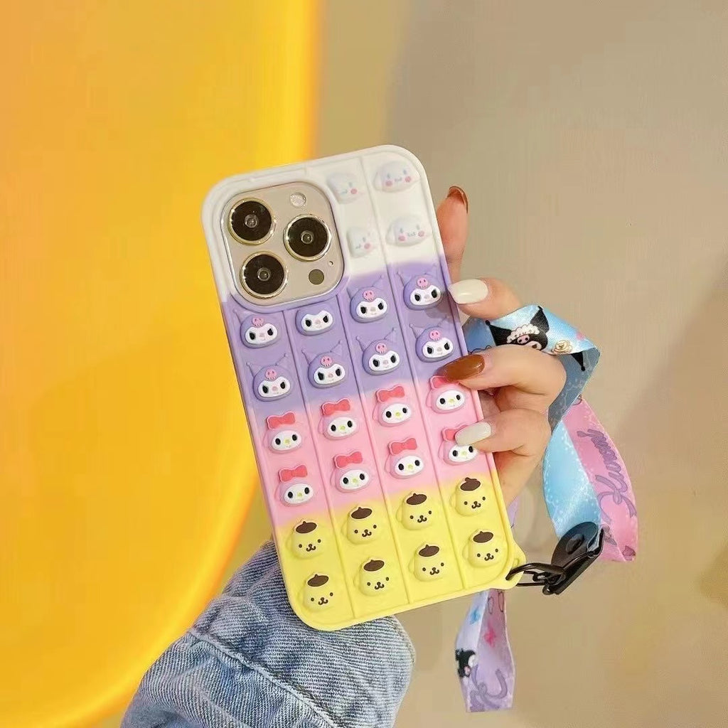 Kawaii Sanrio Push Pop / Pop It / Bubble Toy Case With Strap