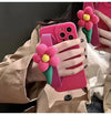 Kawaii Pink Flower Plush Wrist Strap Case