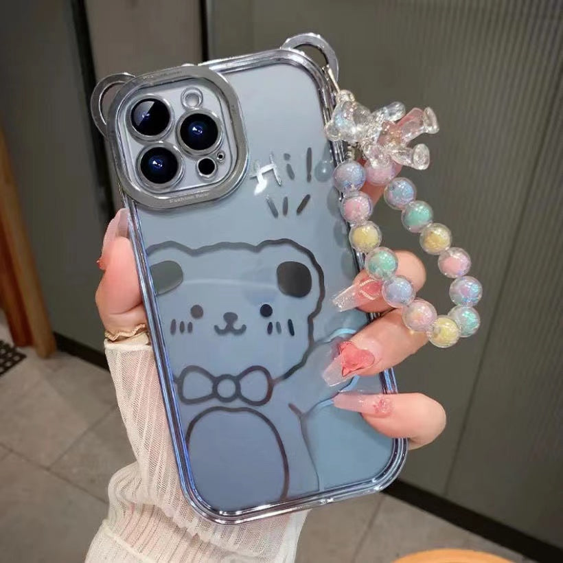 Cute Metallic Borders with 3D Bear Ears Charm Included iPhone Case