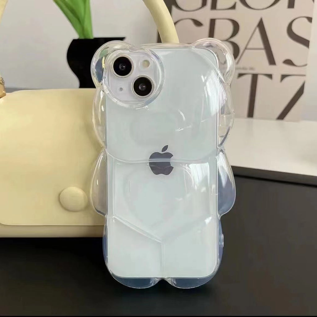 Adorable 3D Bubble Transparent Colorful Bear iPhone Case