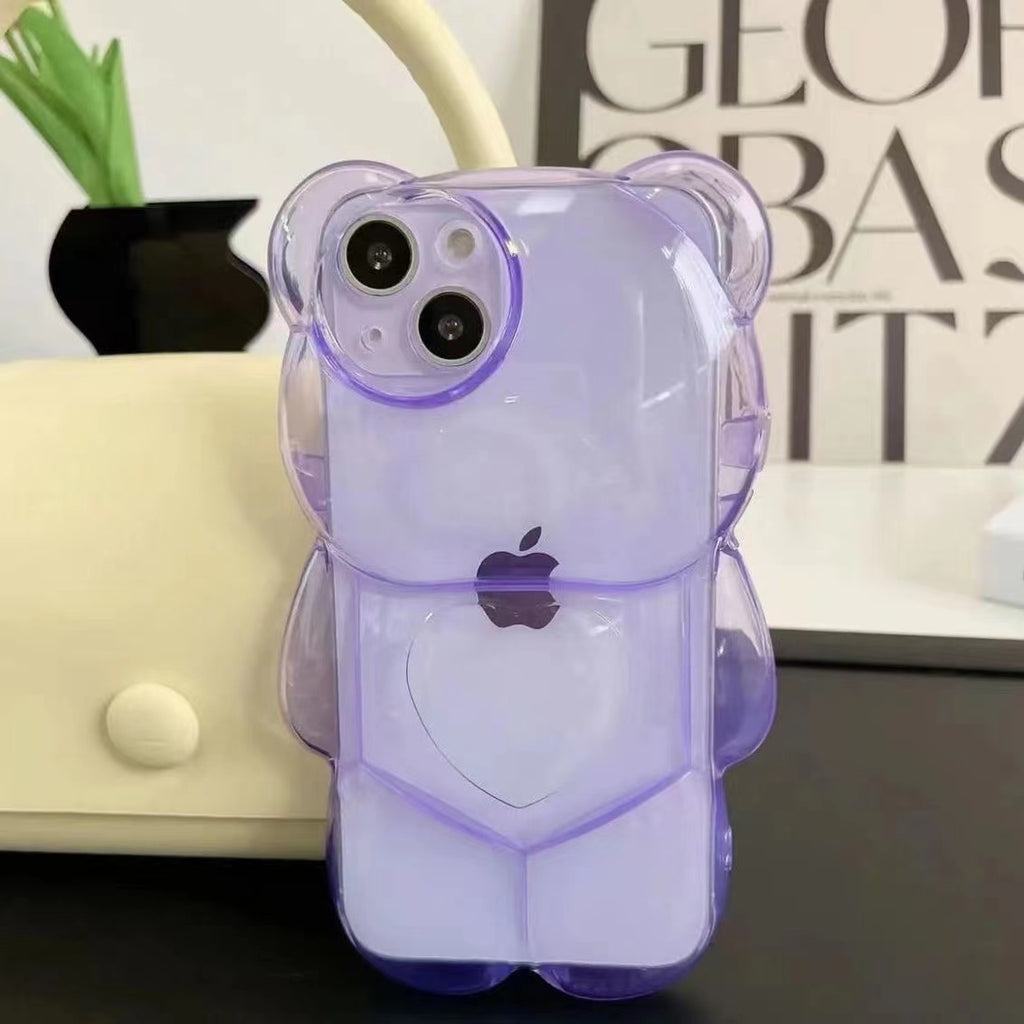 Adorable 3D Bubble Transparent Colorful Bear iPhone Case