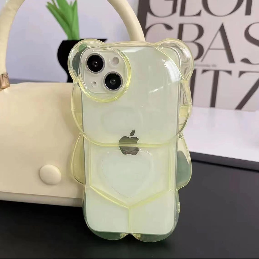 Adorable 3D Bubble Transparent Colorful Bear iPhone Case