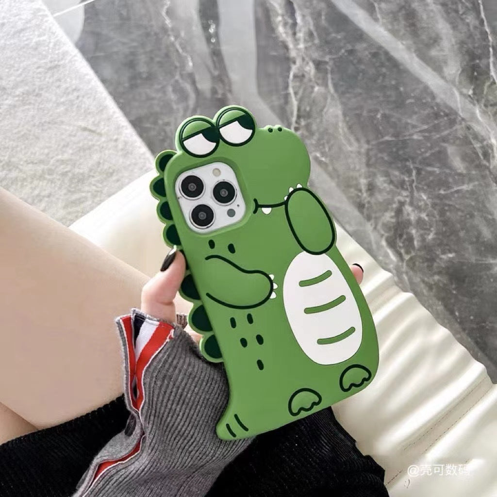 Anti-slip Funny Crocodile Alligator Silicone Case For All iPhones