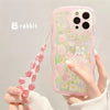 Pretty Pastel Pink Bunny and Flower Case with Charm For iPhones