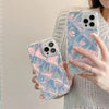 Clear Iridescent Holographic Bubble Case with Heart Flakes For iPhones