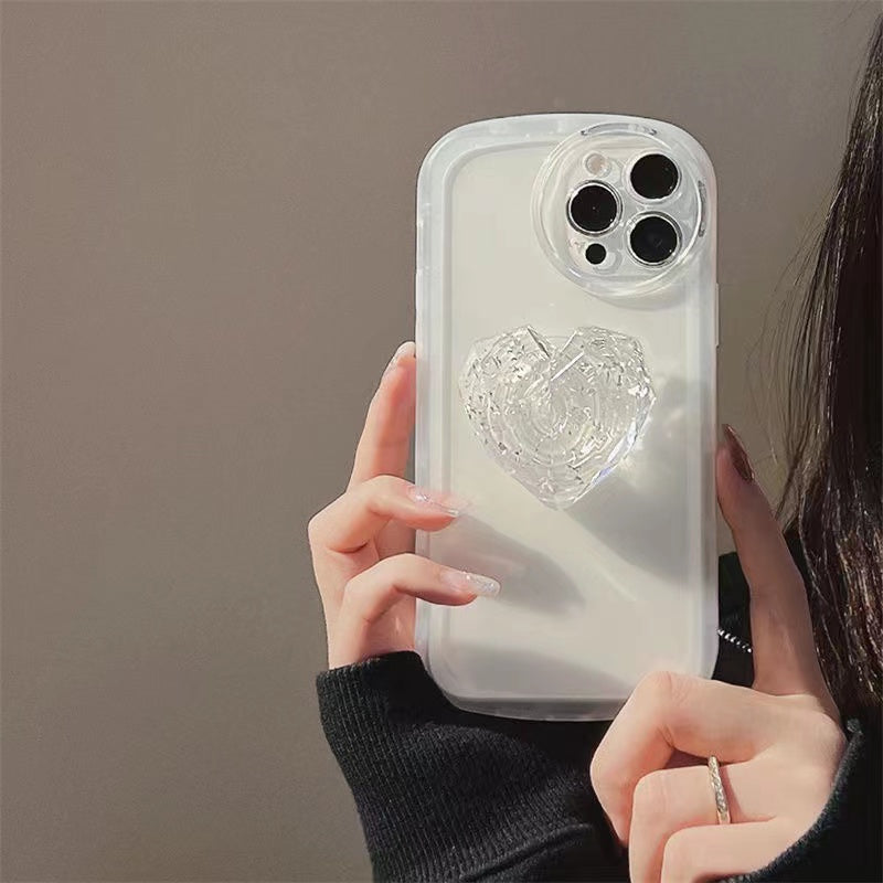 Matching Case With Pop Socket Transparent Jelly Case With Matching 3D Heart Phone Grip For Matching Case With Pop Socket Transparent Jelly Case With Matching 3D Heart Phone Grip For