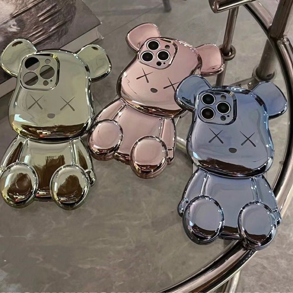 Unique 3D Metallic Knock-out Bear For All iPhone Models