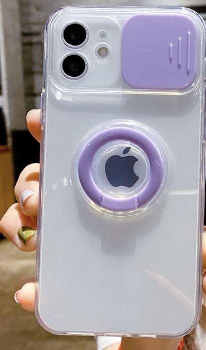 Shockproof Anti-slip Clear Case With Camera Protector And Popsocket