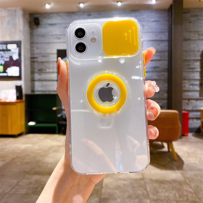 Shockproof Anti-slip Clear Case With Camera Protector And Popsocket