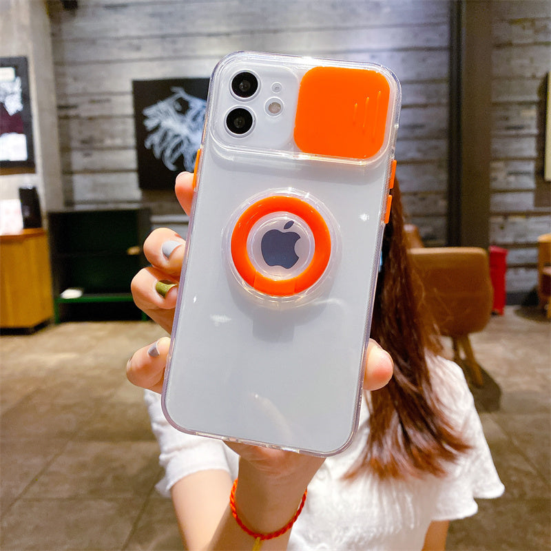 Shockproof Anti-slip Clear Case With Camera Protector And Popsocket