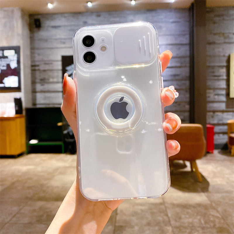 Shockproof Anti-slip Clear Case With Camera Protector And Popsocket