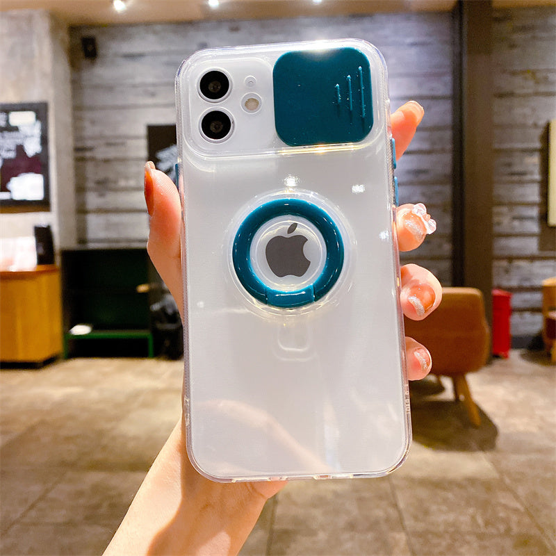 Shockproof Anti-slip Clear Case With Camera Protector And Popsocket