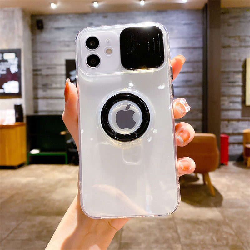 Shockproof Anti-slip Clear Case With Camera Protector And Popsocket