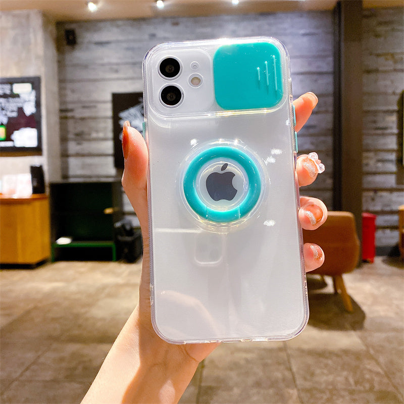 Shockproof Anti-slip Clear Case With Camera Protector And Popsocket