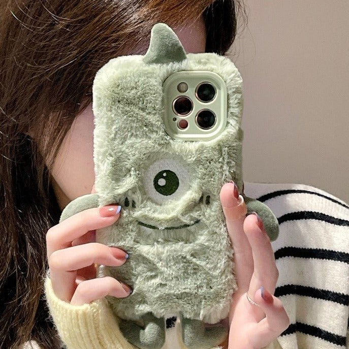 Funny Textured Furry Fuzzy One Eye Green Monster Case