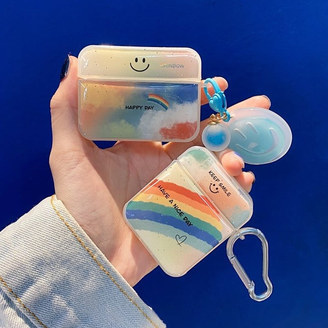 Happy Day Rainbow Silicone Airpod Case With Charm