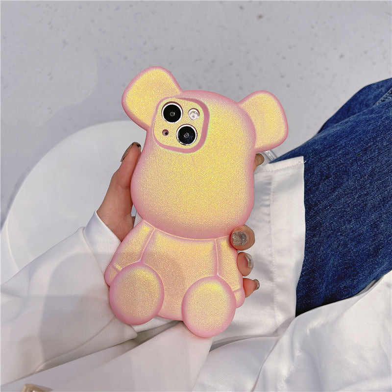 Anti-slip Colorful Iridescent Bear Shaped Silicone Case