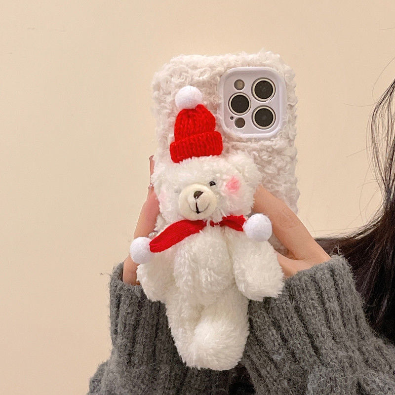 Adorable Furry Christmas Teddy Bears Plush Case