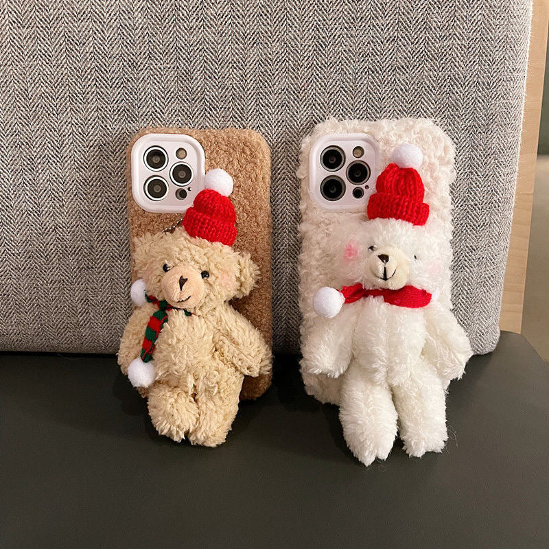 Adorable Furry Christmas Teddy Bears Plush Case